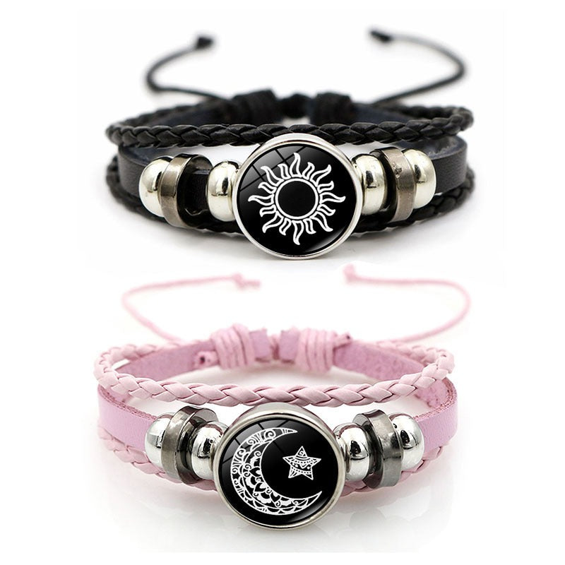 2Pcs Luminous Couple Bracelets Sun Moon