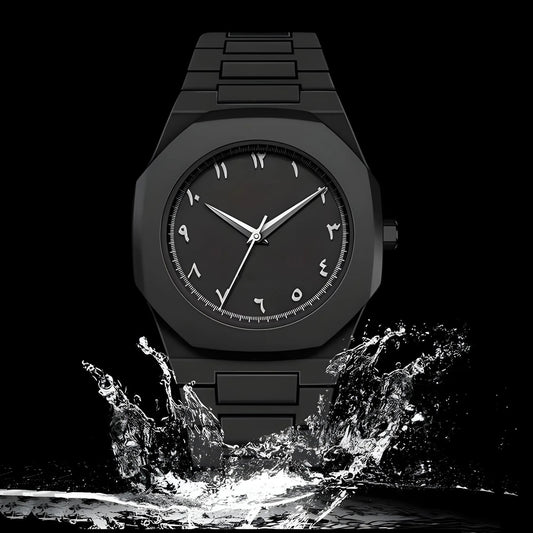 Arabic Aura Watch 2025 Black Modern Creative Design Waterproof Stainless Steel Chain