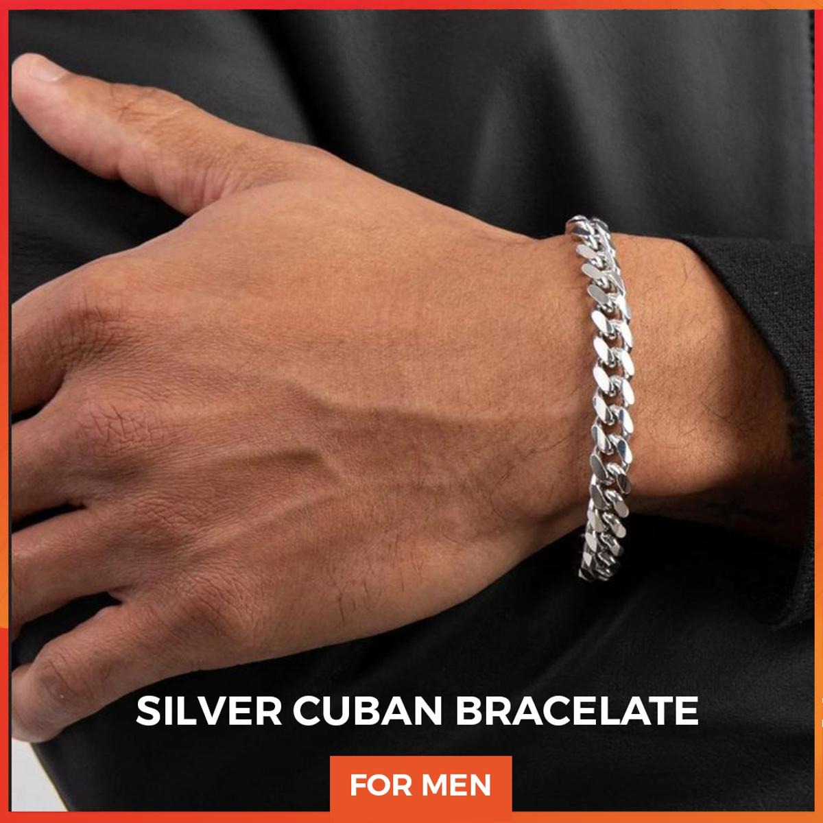 Silver cuban chain hand bracelete for men