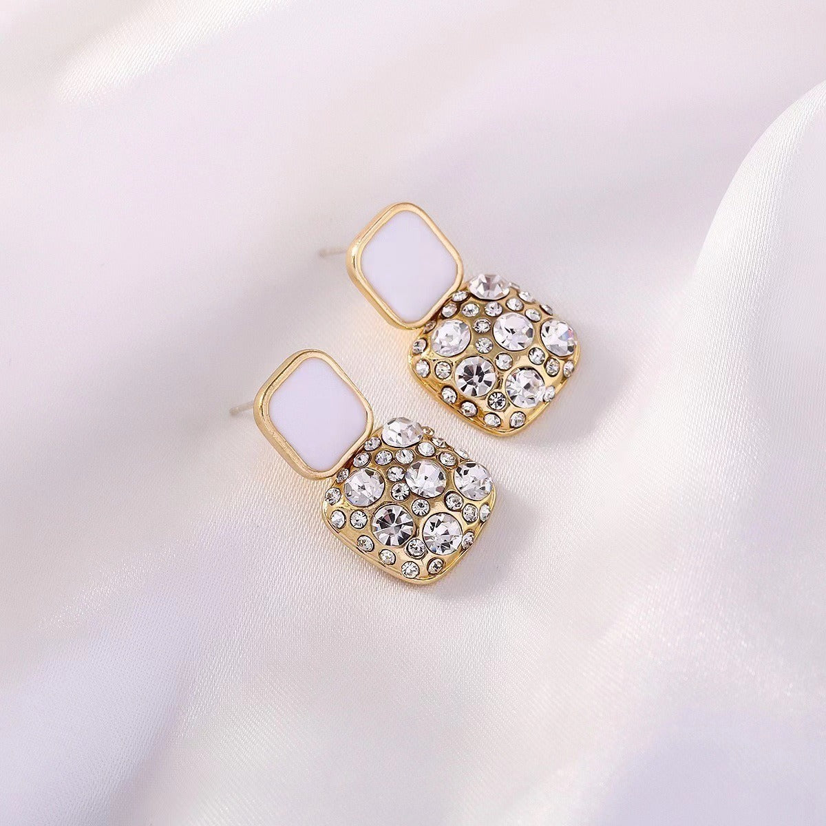 Black Diamond Square Korean style Earings Womens Persnolised Drop