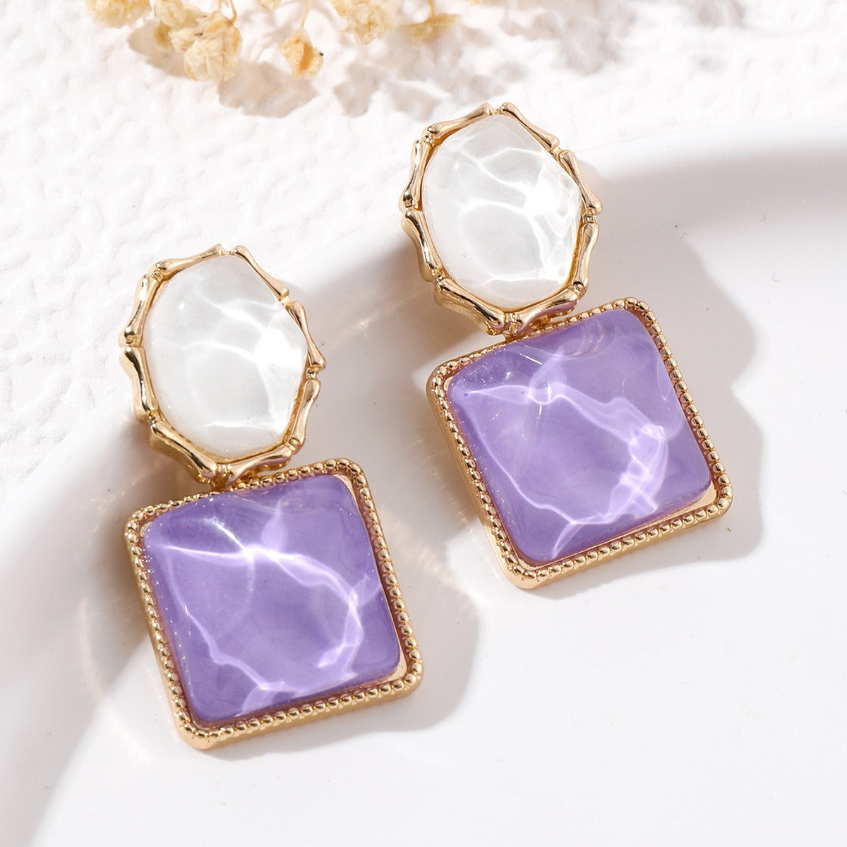 Black Diamond Square Korean style Earings Womens Persnolised Drop